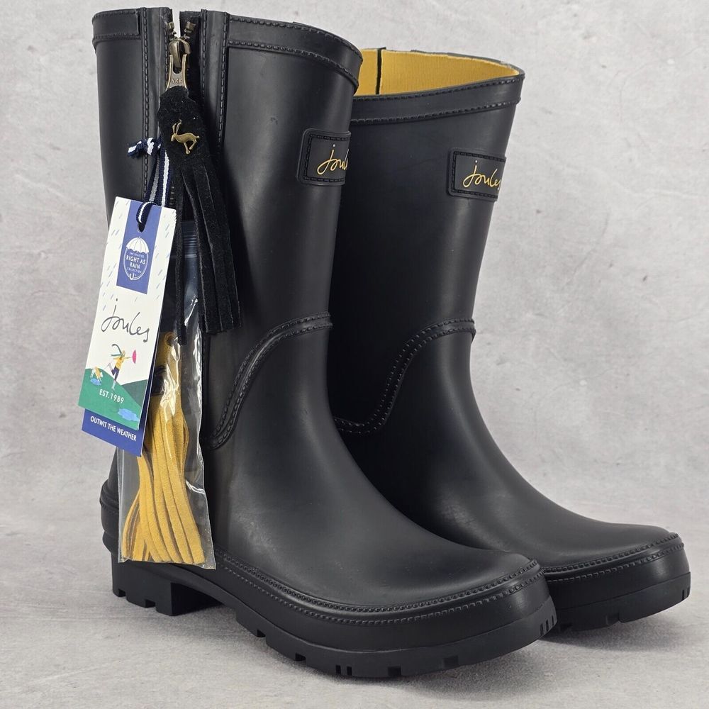 New Joules Rain Boots Mid Calf Rosalind Black‎ Boots Size US: 5 UK: 3 - Picture 14 of 14